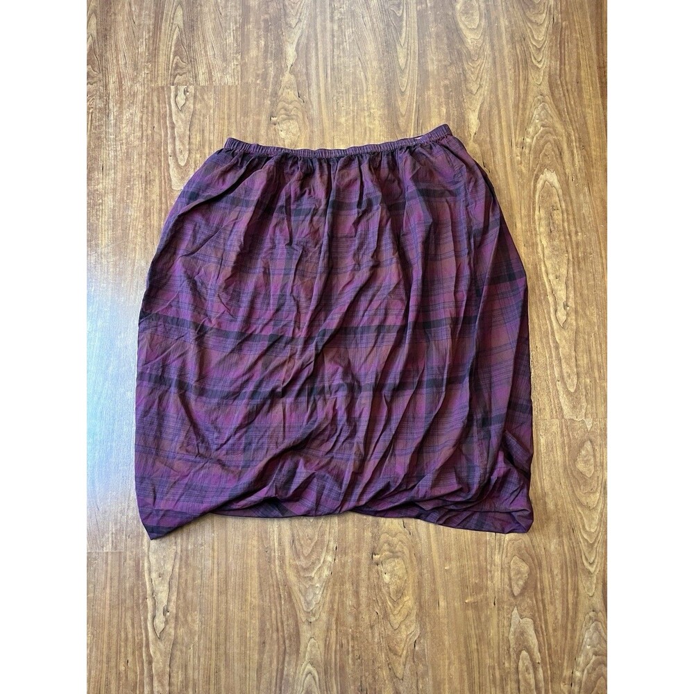 Gudrun Sjoden Reversible Hoop Skirt Plaid & Floral Button In Lagenlook XL